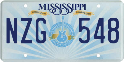 MS license plate NZG548