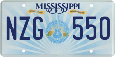 MS license plate NZG550