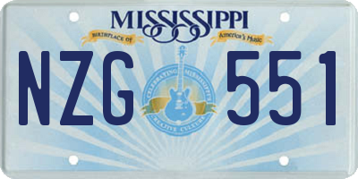 MS license plate NZG551
