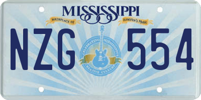 MS license plate NZG554