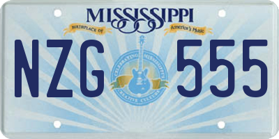MS license plate NZG555