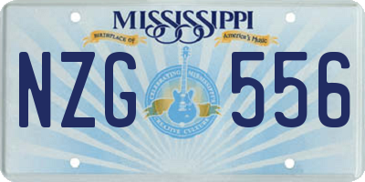 MS license plate NZG556