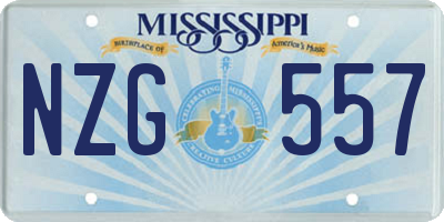 MS license plate NZG557