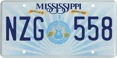 MS license plate NZG558