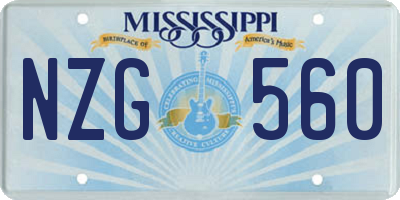 MS license plate NZG560