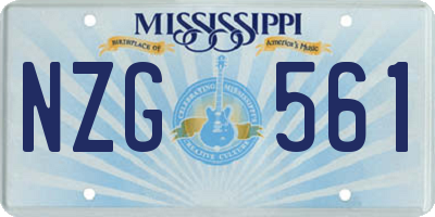 MS license plate NZG561
