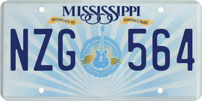 MS license plate NZG564