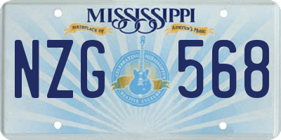 MS license plate NZG568