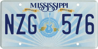 MS license plate NZG576