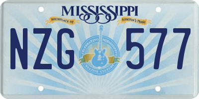 MS license plate NZG577