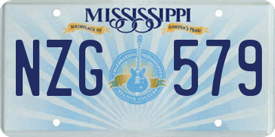 MS license plate NZG579