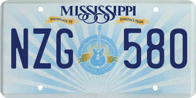 MS license plate NZG580