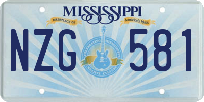 MS license plate NZG581