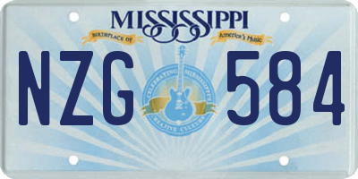 MS license plate NZG584
