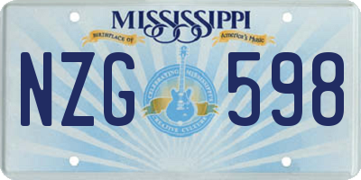 MS license plate NZG598