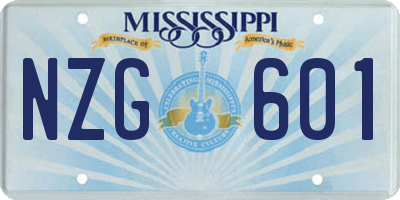 MS license plate NZG601