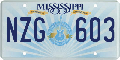 MS license plate NZG603