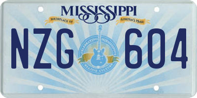 MS license plate NZG604