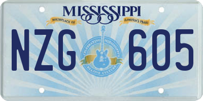 MS license plate NZG605