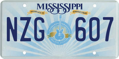 MS license plate NZG607