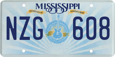 MS license plate NZG608