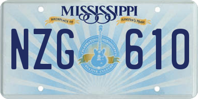 MS license plate NZG610