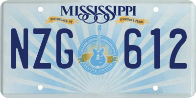 MS license plate NZG612