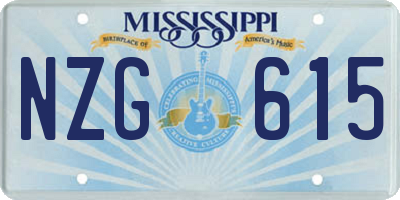 MS license plate NZG615