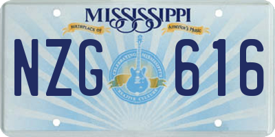 MS license plate NZG616