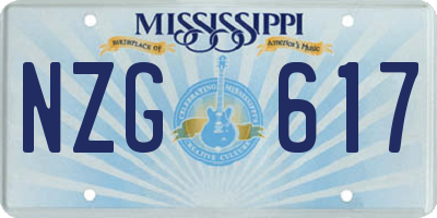 MS license plate NZG617