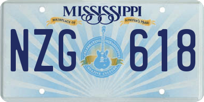 MS license plate NZG618