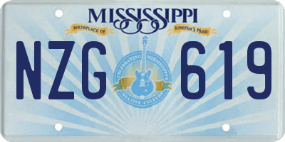 MS license plate NZG619
