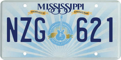 MS license plate NZG621