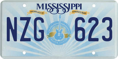 MS license plate NZG623