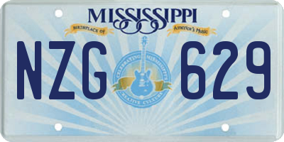 MS license plate NZG629