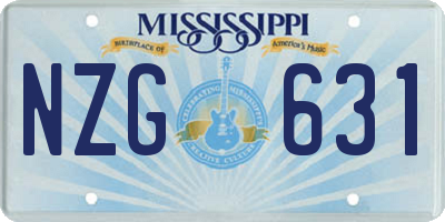 MS license plate NZG631