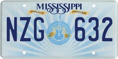 MS license plate NZG632