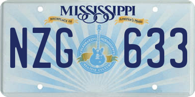 MS license plate NZG633