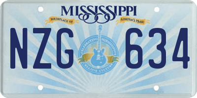 MS license plate NZG634