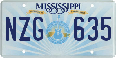 MS license plate NZG635