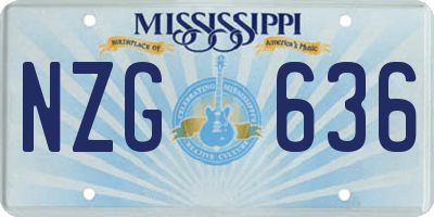 MS license plate NZG636