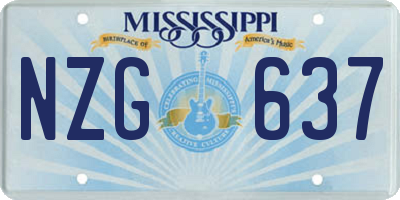 MS license plate NZG637