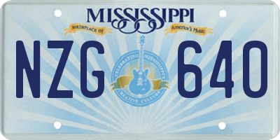 MS license plate NZG640