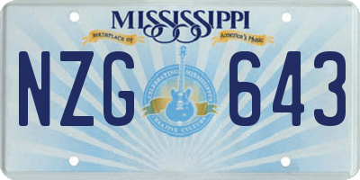 MS license plate NZG643