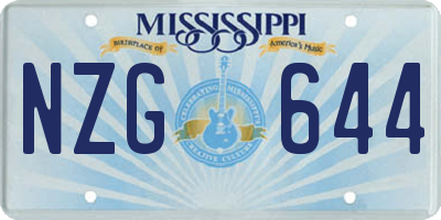 MS license plate NZG644