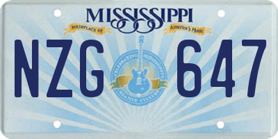 MS license plate NZG647