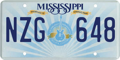 MS license plate NZG648