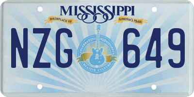 MS license plate NZG649