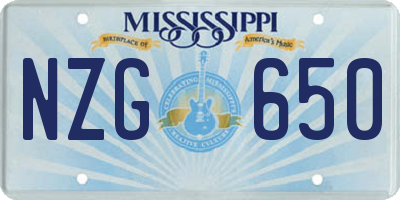 MS license plate NZG650
