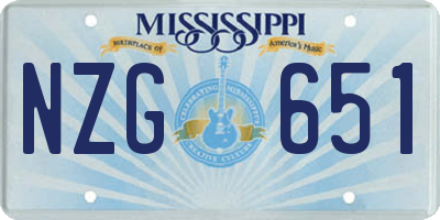 MS license plate NZG651